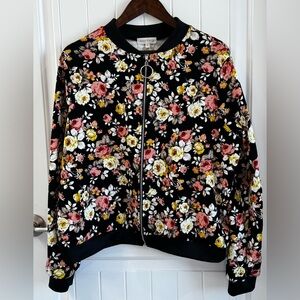 Floral Black Bomber Jacket